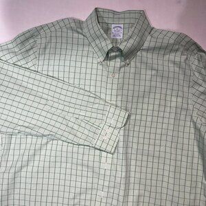 Brooks Brothers Button-Down Dress Shirt Non-Iron 100% Cotton XL Green